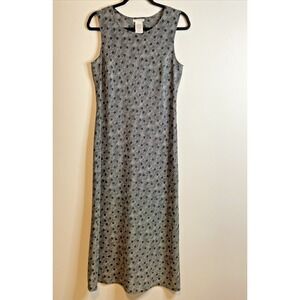 White Stag Size 12 Black Off White Polka Dot Sleeveless Maxi Dress